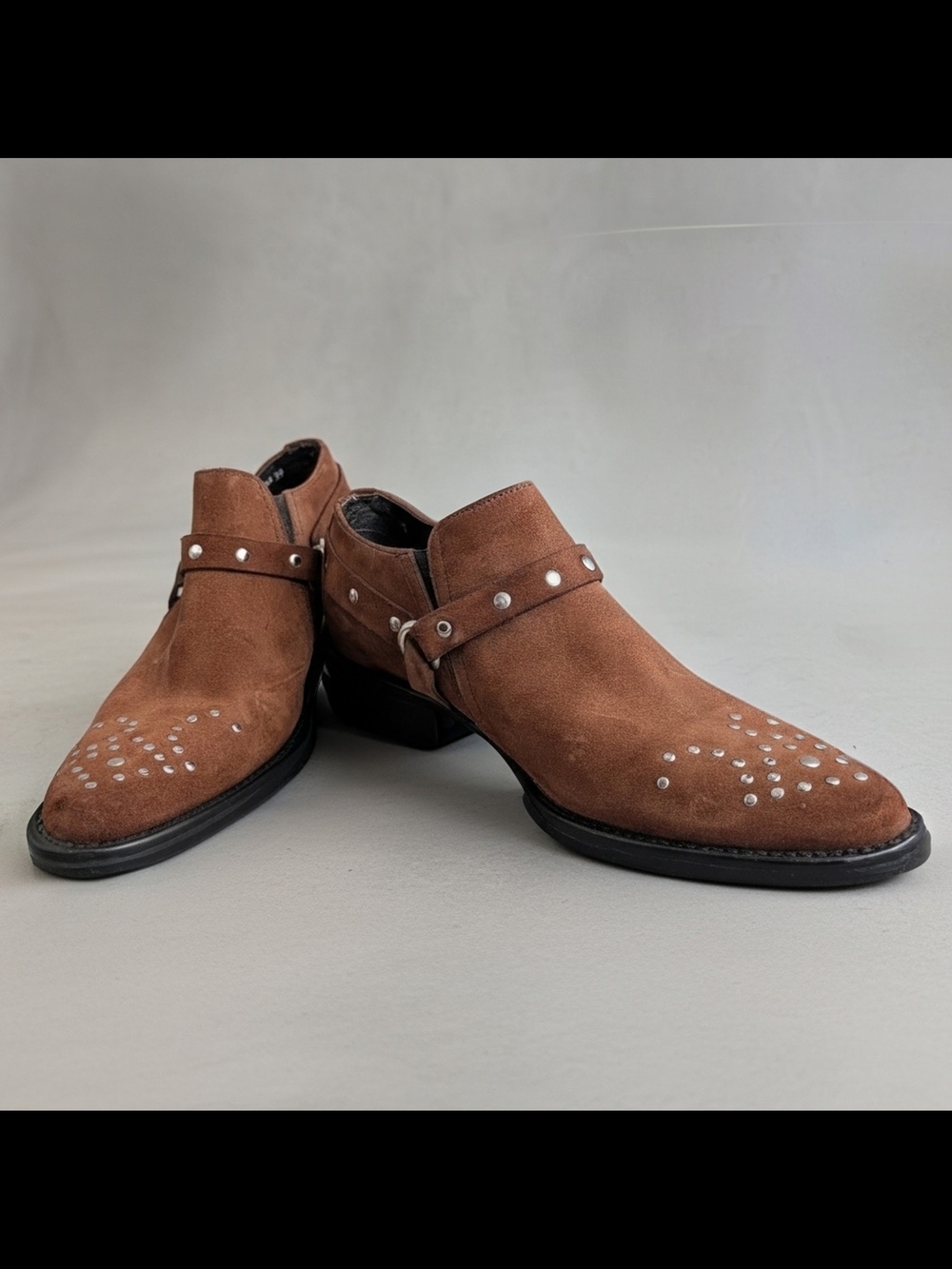 Vintage Donald J. Pliner Janos 120 Brown Mens Suede Ankle Western Boots Size 7